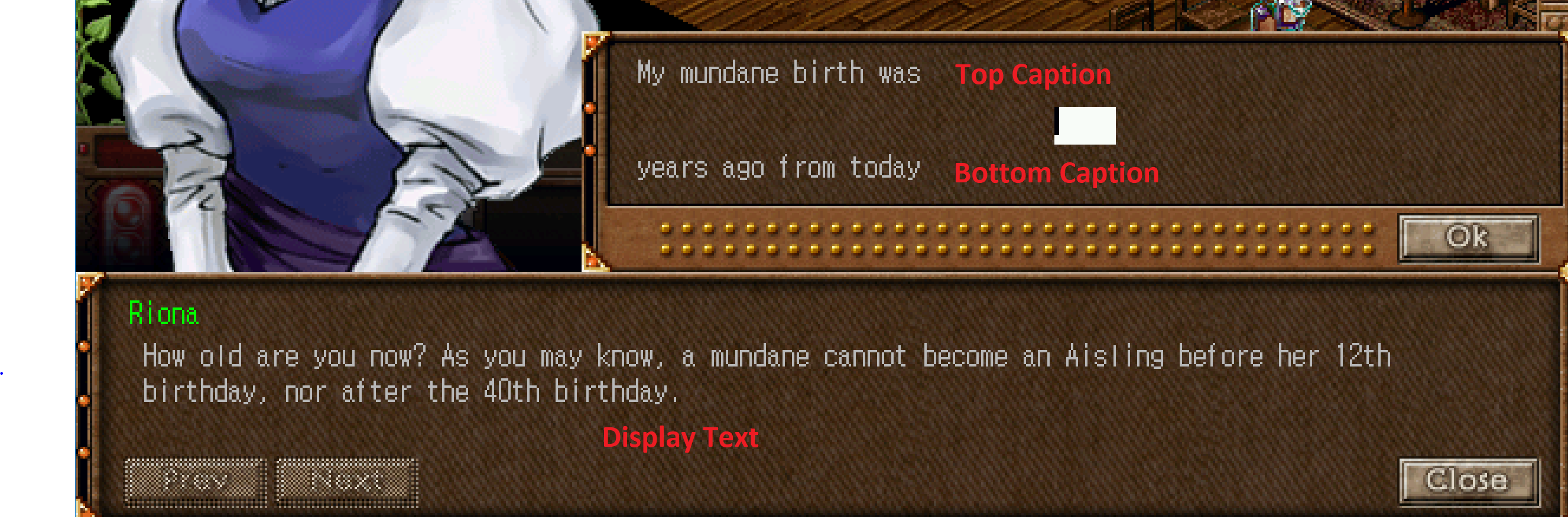 Text dialog example